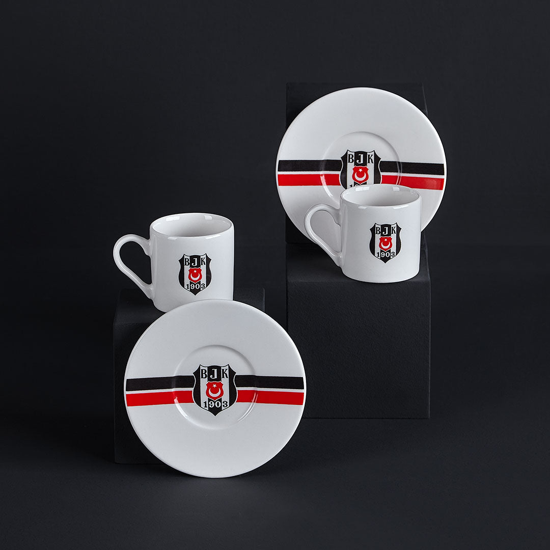 Neva N3423 Beşiktaş Licensed Striped Set of 2 Coffee Cups 