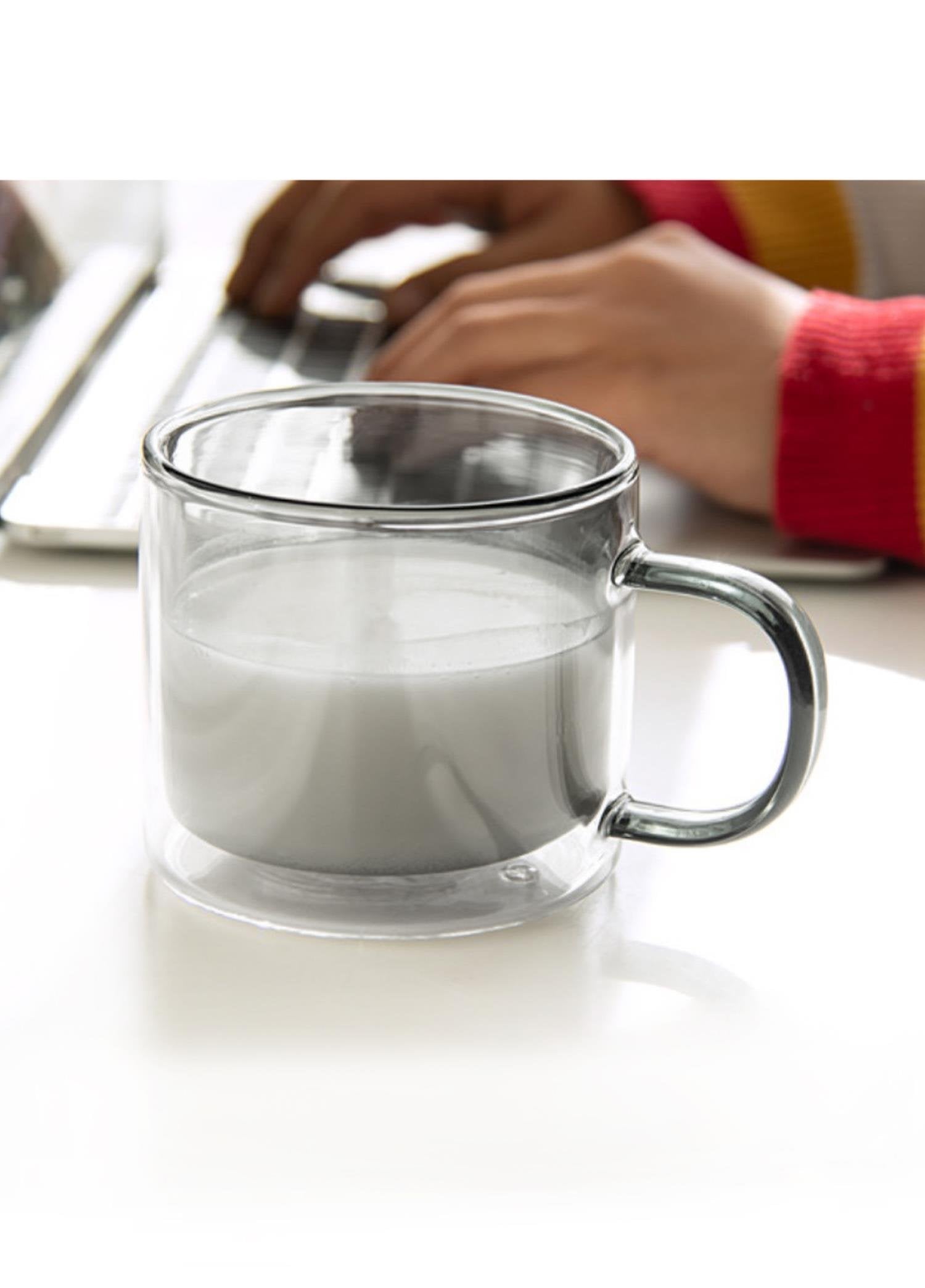 Double Walled Glass Mug Gray 250 ml