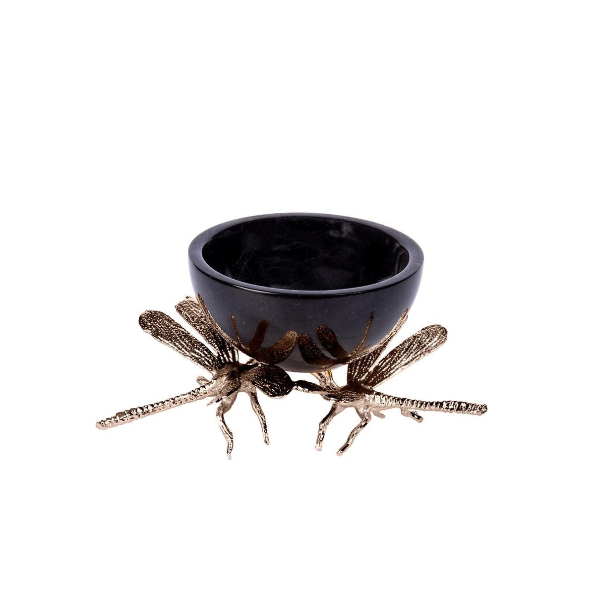 Antique Marble Bowl with Dragonfly Figure