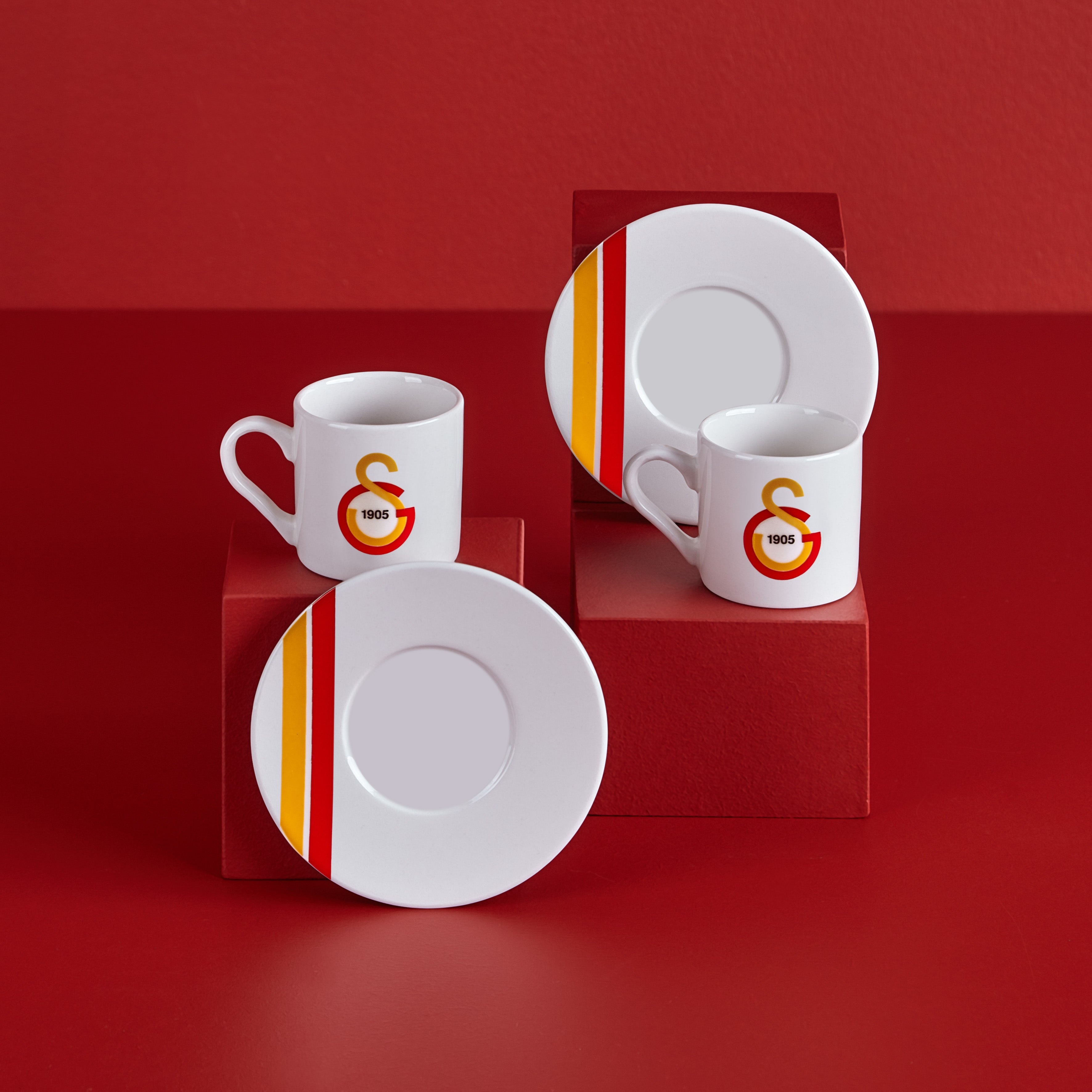 Neva N3475 Galatasaray Licensed Striped Set of 2 Coffee Cups