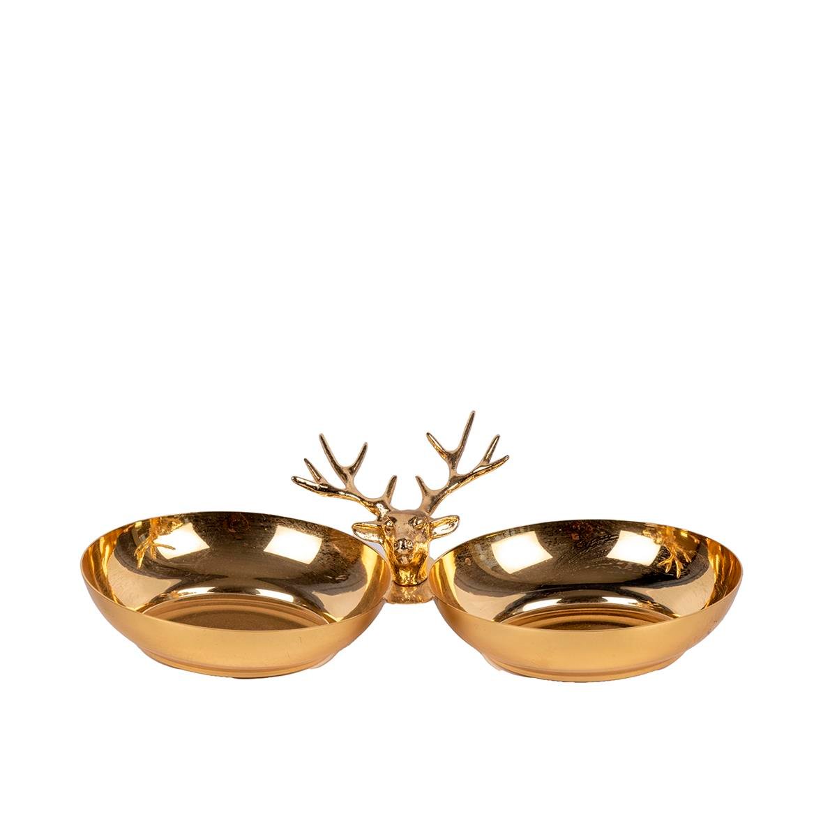 Gold Plated Snack Bowl with Deer Figure