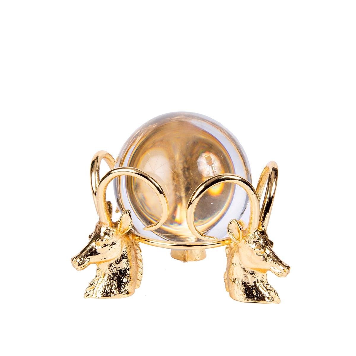 Crystal Ball Object with Gold Deer Figure