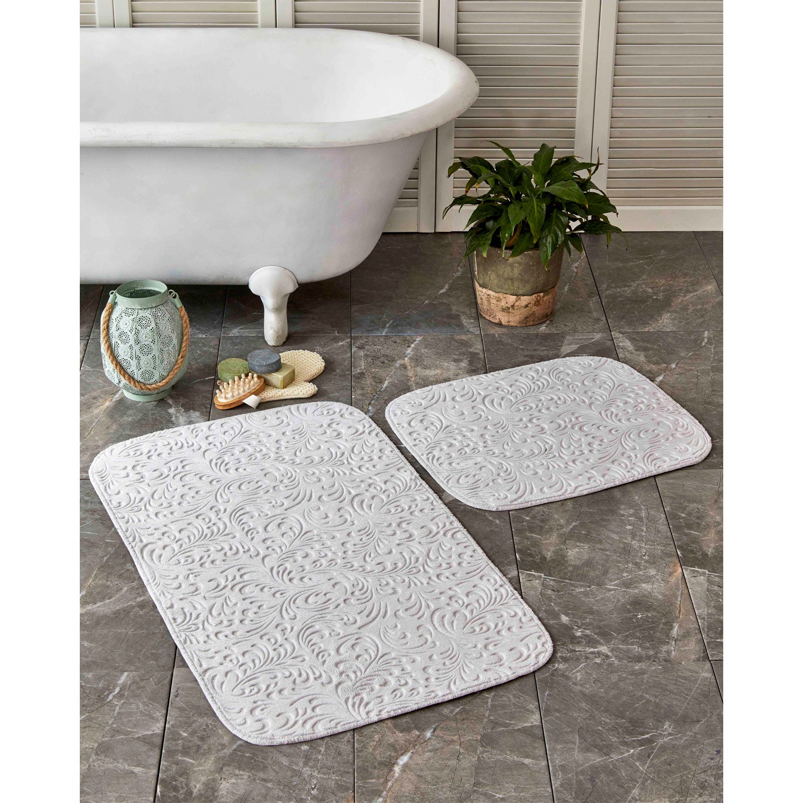 Karaca Home Delora Gray 2 Piece Bath Mat