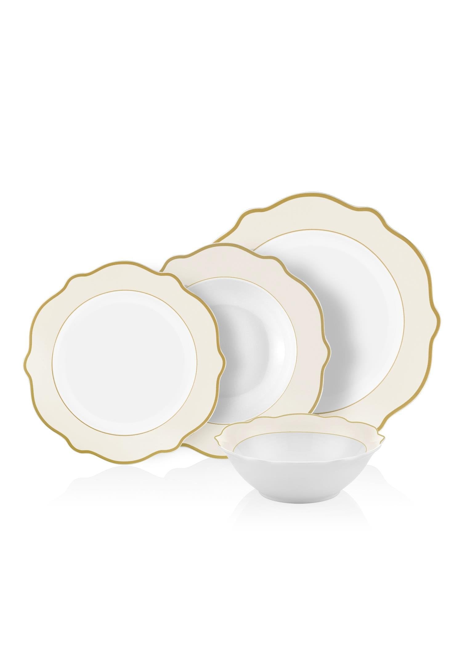 Jaswely Dinnerware Set Cream 24 Pieces for 6 People