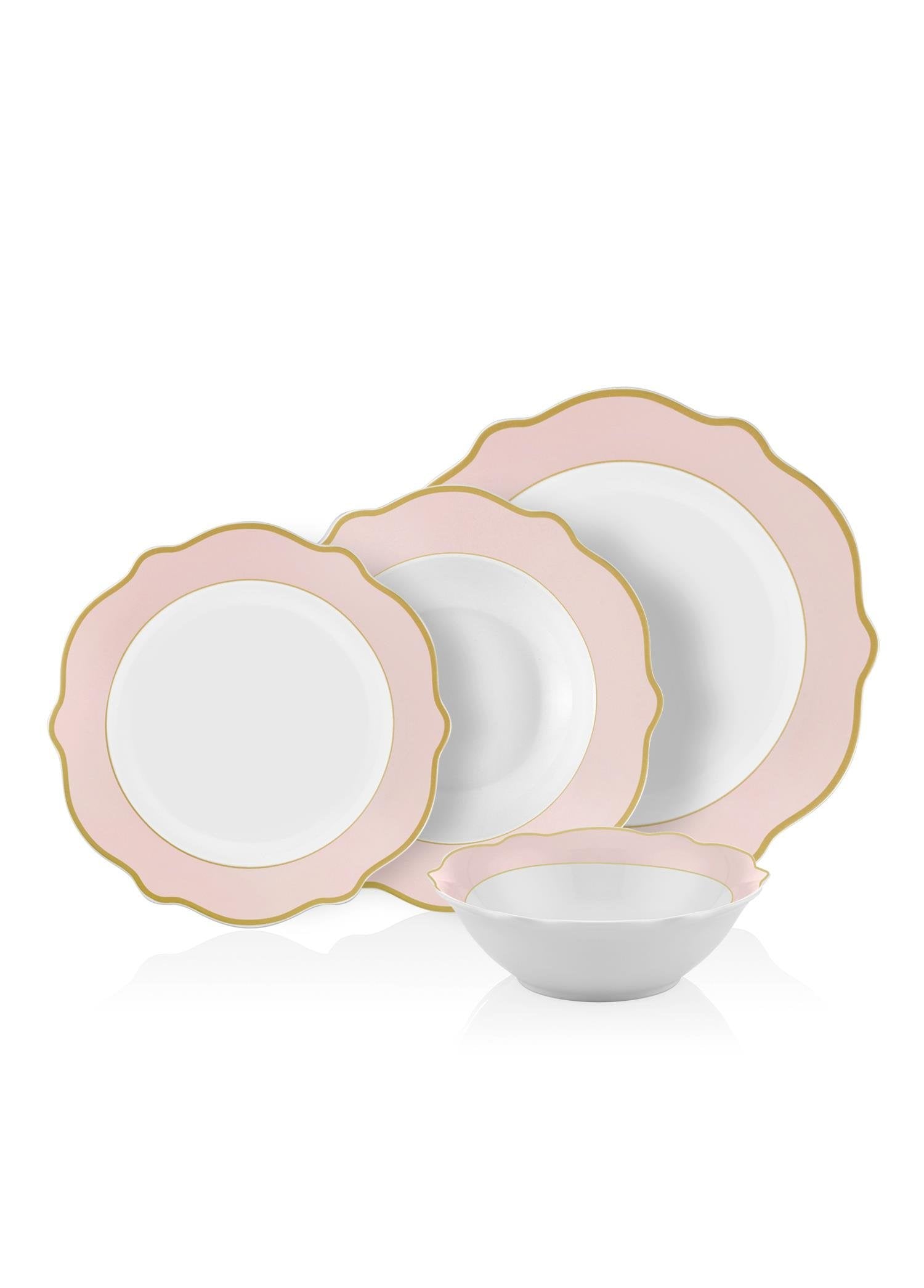 Jaswely Dinner Set Pink 24 Pieces for 6 People