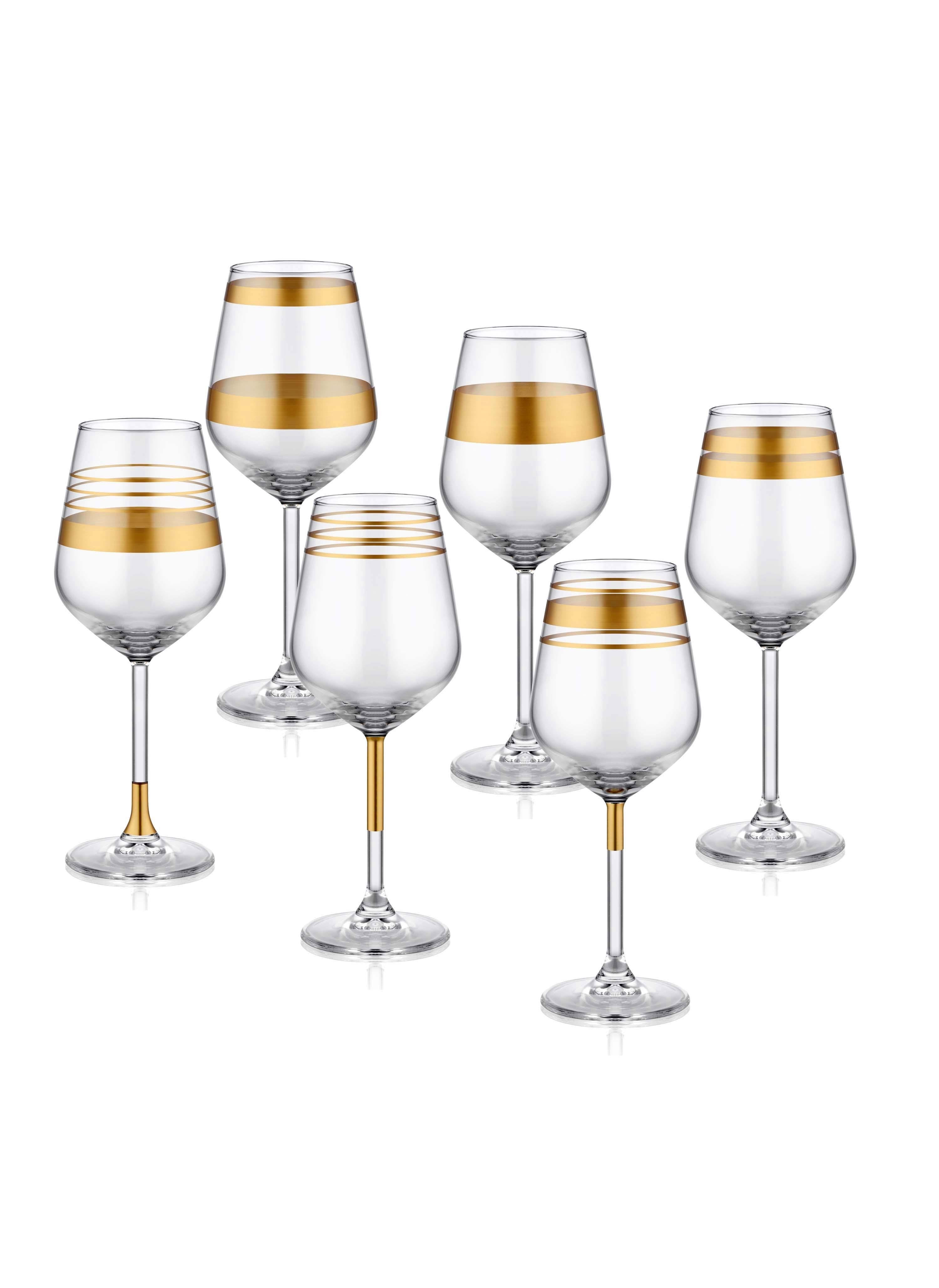 Lines Şarap Kadehi 6 Lı Set - Gold