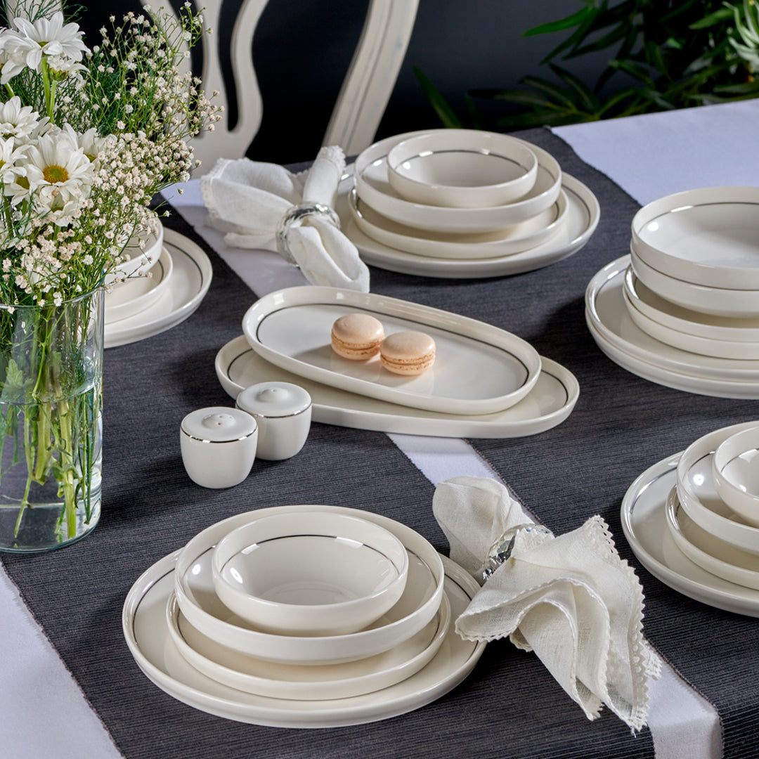 Neva N3456 Platinum Velvet 28 Piece Dinner Set 