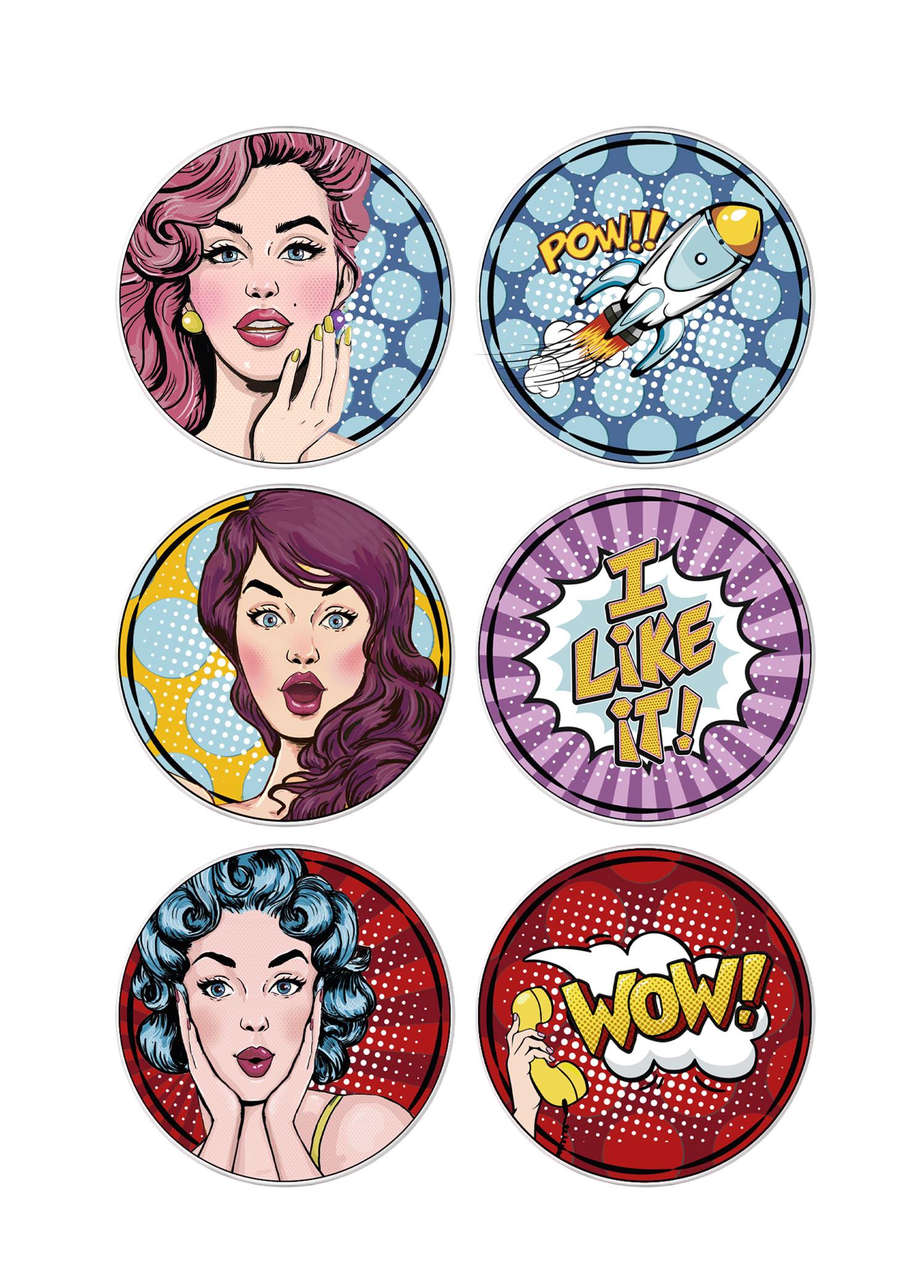 Popart Girls Cake Plate Set of 6 19 cm