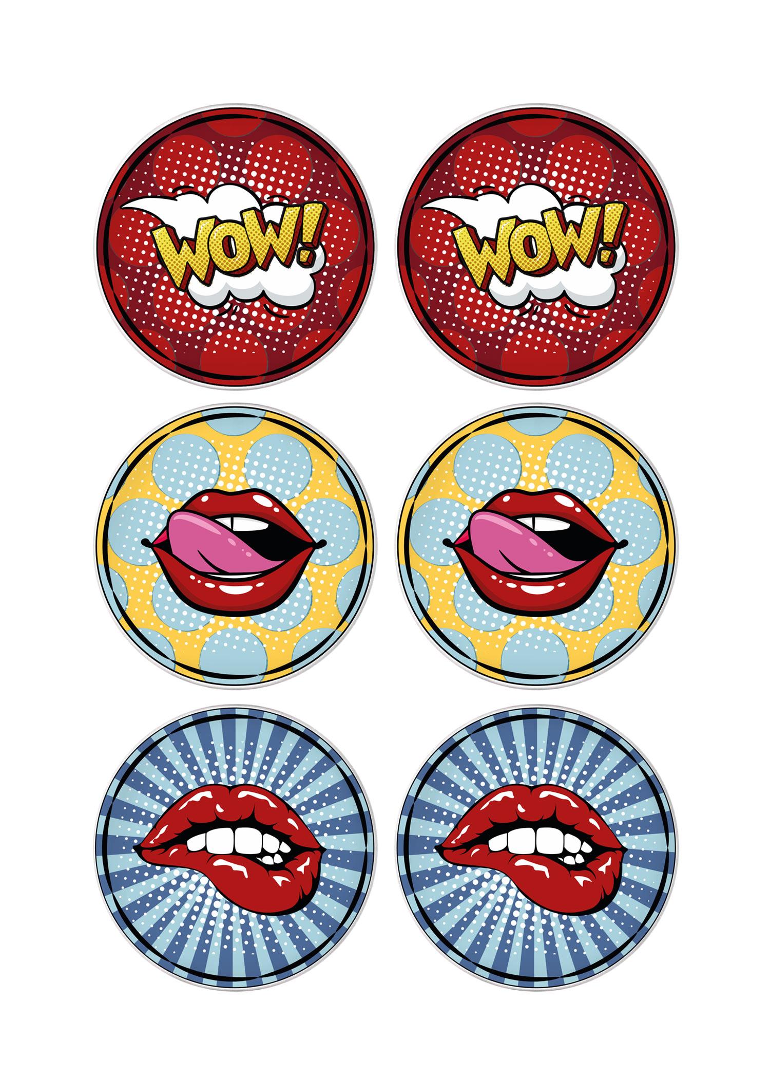 Popart Lips Cake Plate Set of 6 19 cm